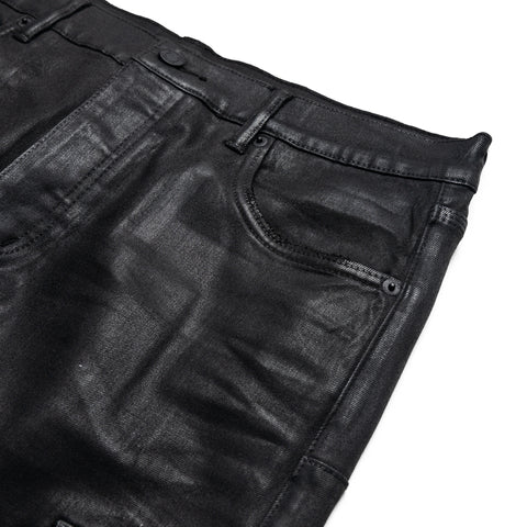 Purple Brand Low Rise Flared Leg Coated Cargo Flare Jean - Black