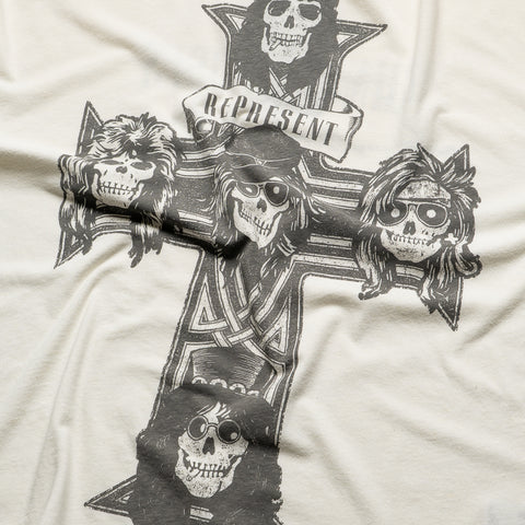 Guns N' Roses x Represent Cross Tee - Washed Ecru