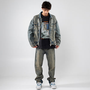 Represent R4 Denim Jacket - Blue/Cream