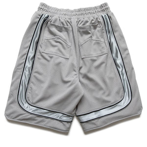 Rhude Baggy Mesh Collegiate Logo Shorts - Grey/Silver