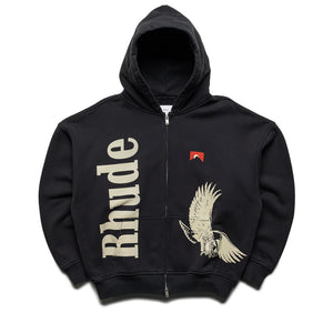 Rhude Eagle Pass Zip Up Hoodie - Vintage Black/White