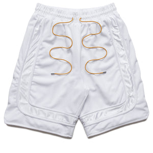 Rhude Mesh Piping Baggy Track Shorts - White/White
