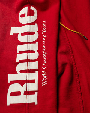 Rhude Desert Racing Script Cuffed Sweatpants - Washed Red/White