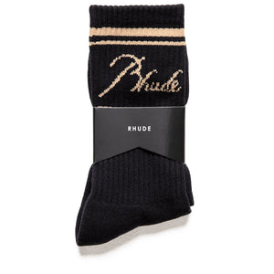 Rhude Script Logo Sock - Black/Gold