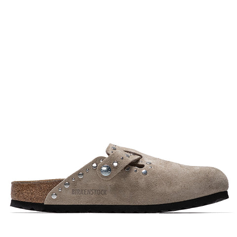Women's Birkenstock Boston Rivets Suede - Taupe