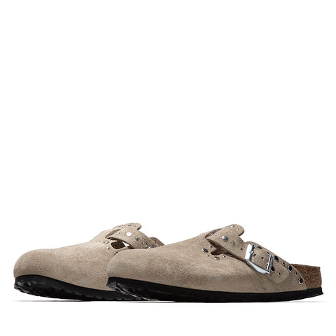 Women's Birkenstock Boston Rivets Suede - Taupe