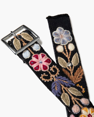 Nahmias Crochet Floral Belt - Black