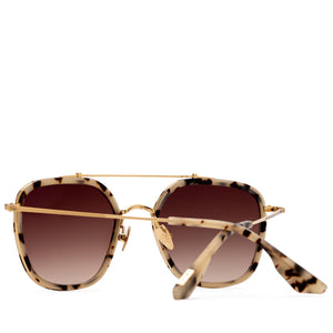 Krewe Austin Mirrored Sunglasses - Matte Oyster/24k Titanium/Amber Silver Gradient